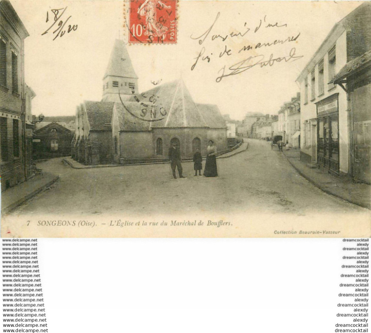 3 X Cpa 60 SONGEONS. Eglise Rue Maréchal De Boufflers, Place Franc Marché Et Village - Songeons