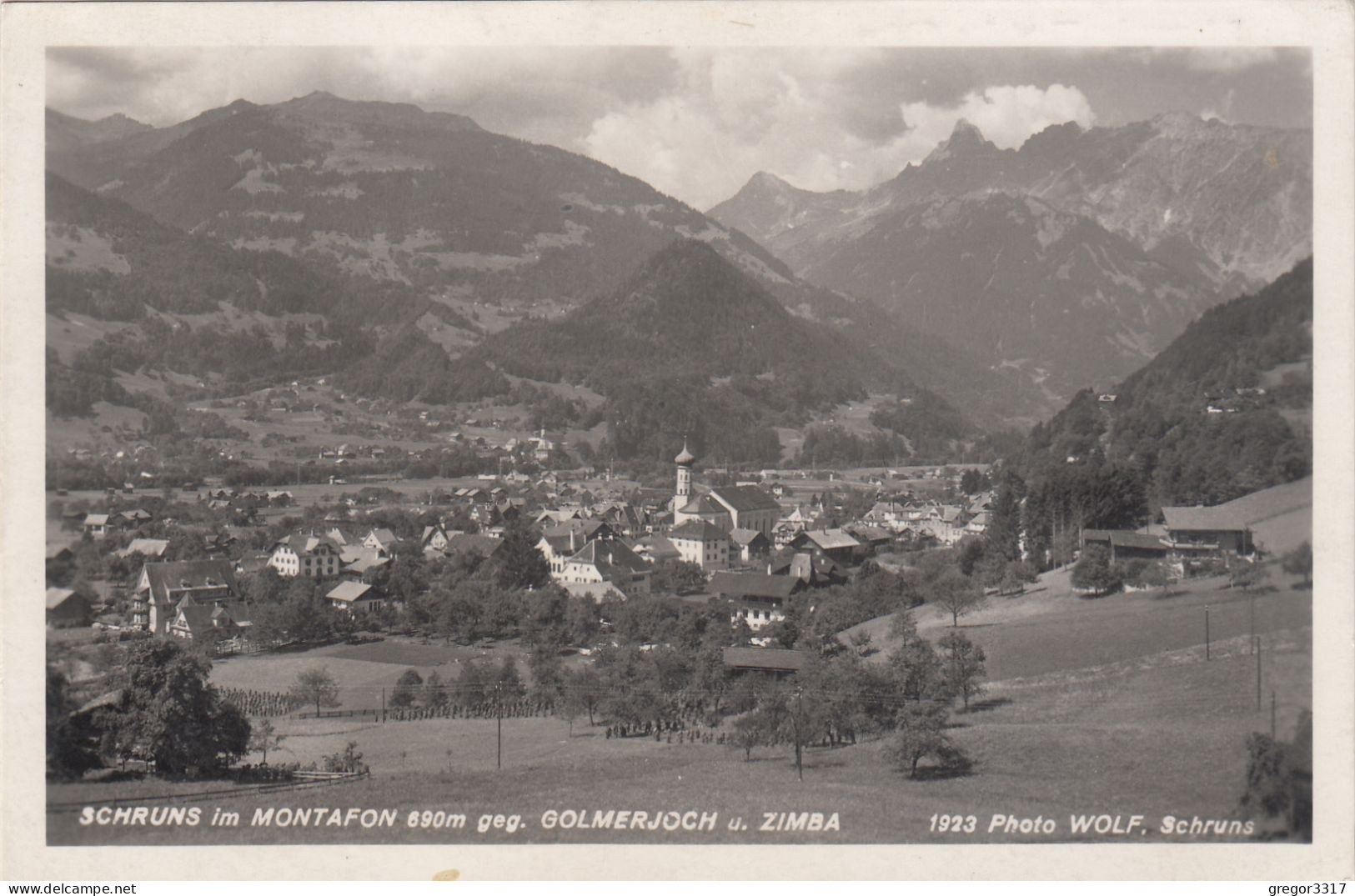 D9084) SCHRUNS Im Montafon Geg. Golmerjoch Zimba - Kirche Häuser ALT 1950 - Schruns