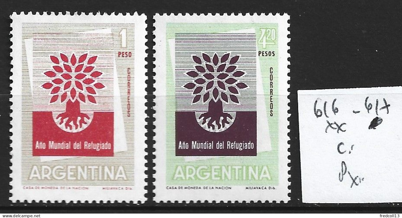 ARGENTINE 616-17 ** Côte 0.60 € - Flüchtlinge