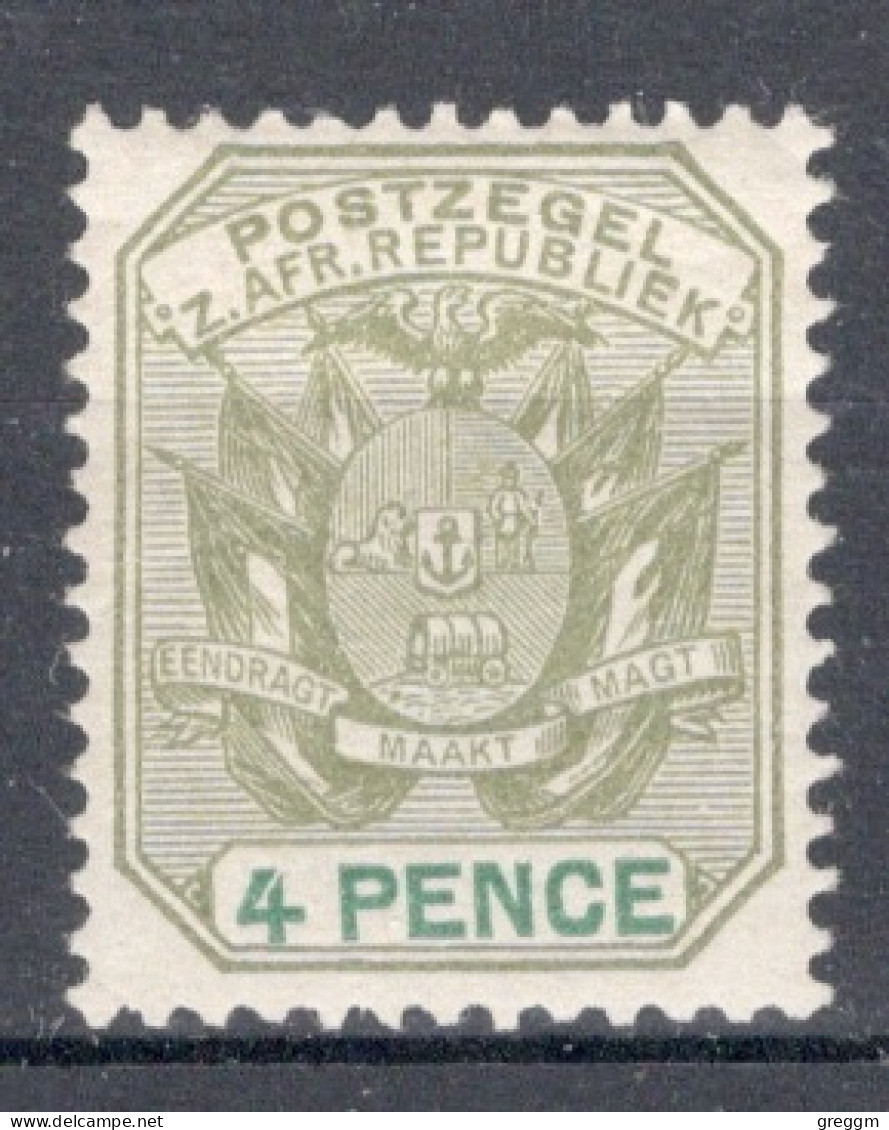 South African Republic 1896 Single 4d Coat Of Arms - Wagon With Pole, Value In Green In Mounted Mint Condition - New Republic (1886-1887)