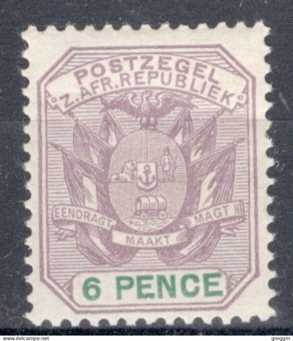 South African Republic 1896 Single 6d Coat Of Arms - Wagon With Pole, Value In Green In Unmounted Mint Condition - Nueva República (1886-1887)