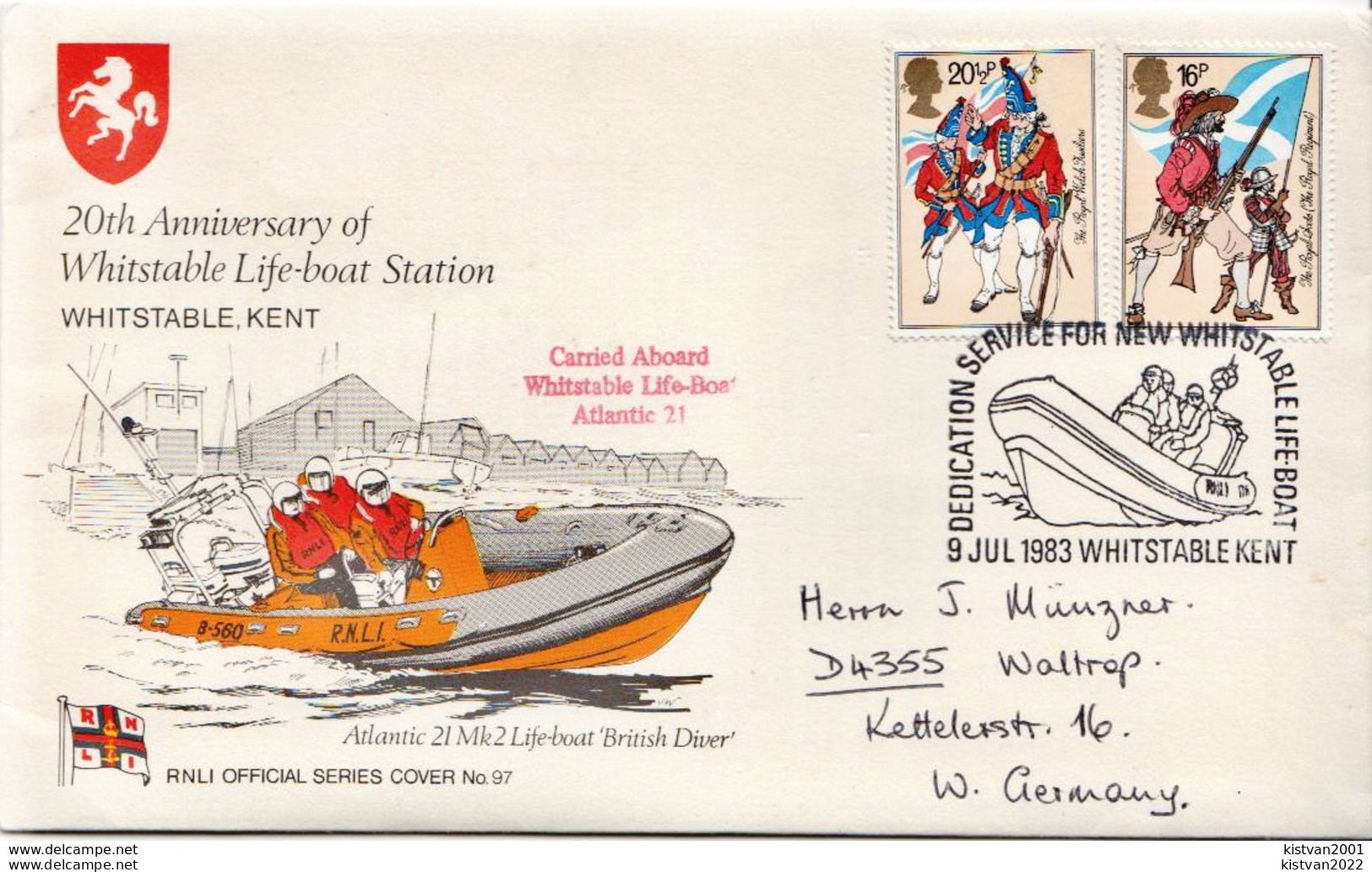 Great Britain Special Cover With Whitstable Life-boat Station Cachet And Cancel - Accidentes Y Seguridad Vial