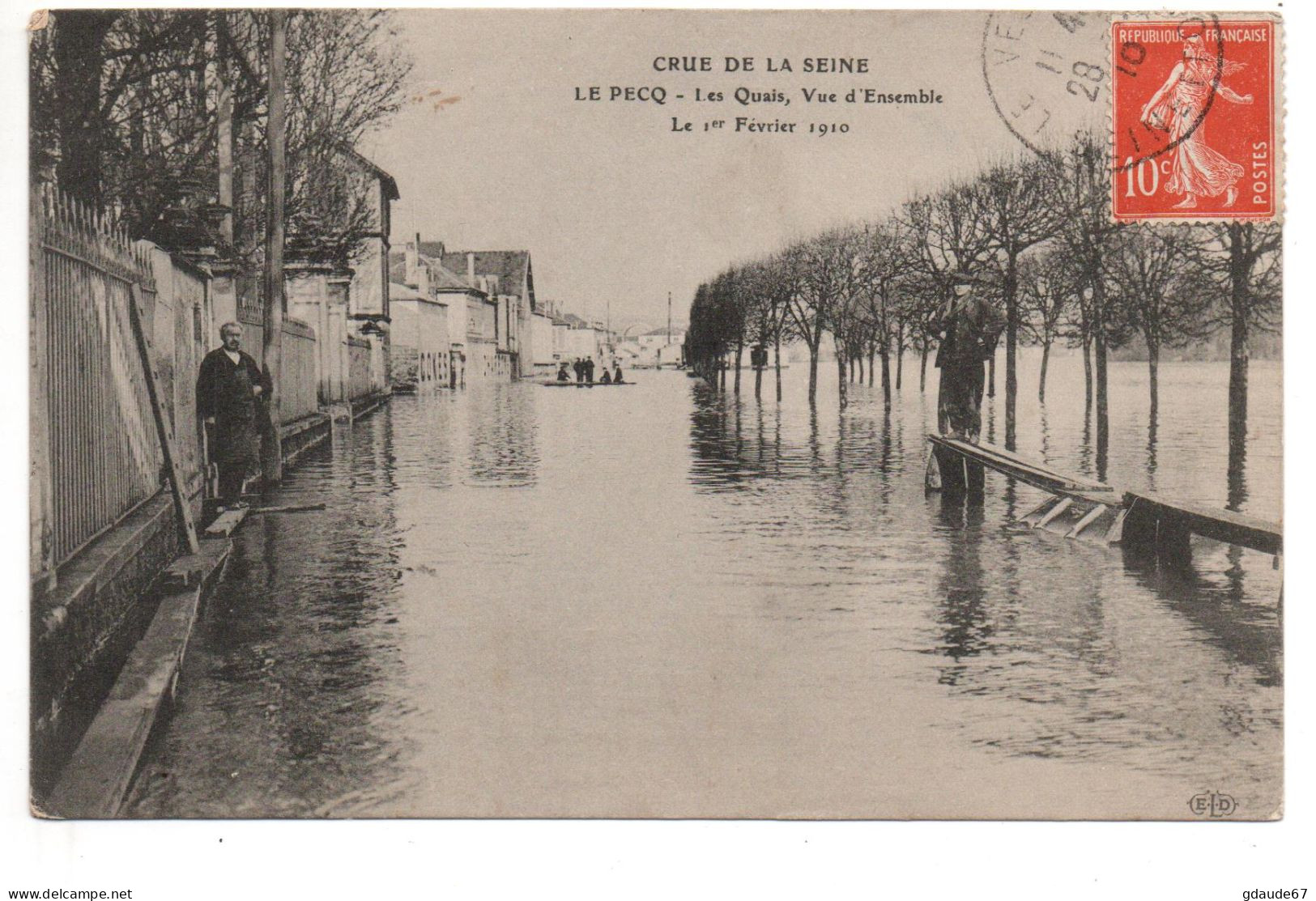 LE PECQ (78) - LES QUAIS - VUE D'ENSEMBLE LE 1er FEVRIER 1910 - CRUE DE LA SEINE - Le Pecq