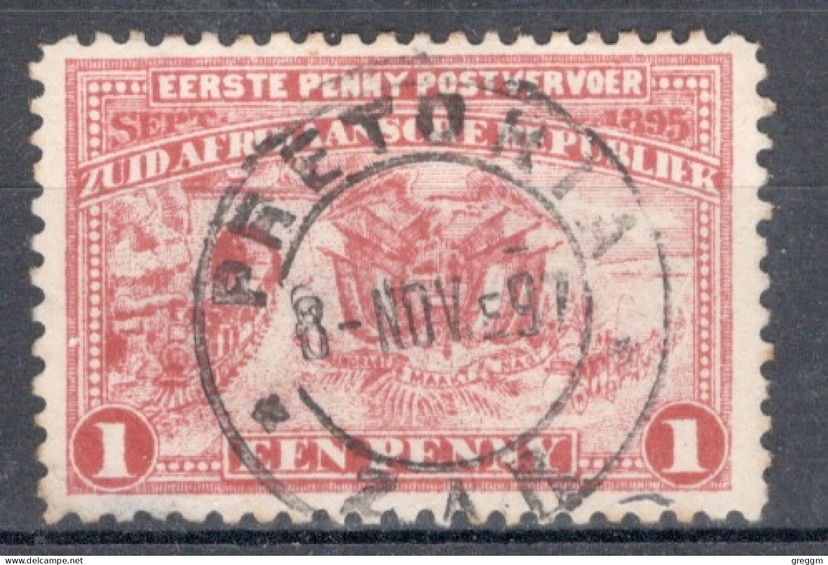 South African Republic 1895 Single 1d Coat Of Arms - Penny Postage In Fine Used - New Republic (1886-1887)