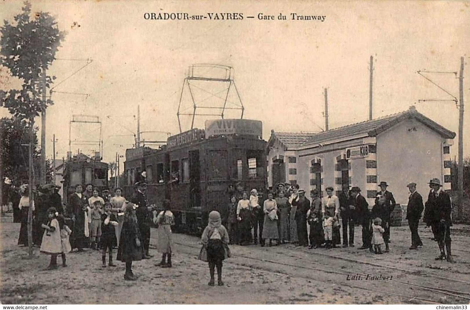 DEPT 87 ORADOUR SUR VAYRES GARE DU TRAMWAY TRÈS BELLE  ANIMATION 9X14 REIMPRESSION DE CARTES ANCIENNES - Oradour Sur Vayres