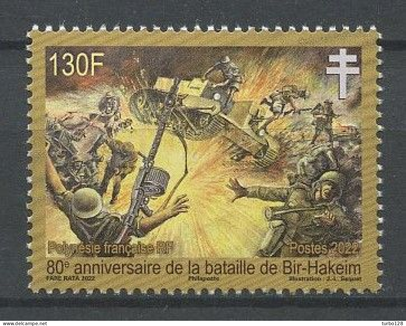 POLYNESIE 2022 N° 1305 ** Neuf MNH Superbe 80eme Anniversaire De La Bataille De Bir Hakeim Soldats Croix De Lorraine - Ungebraucht