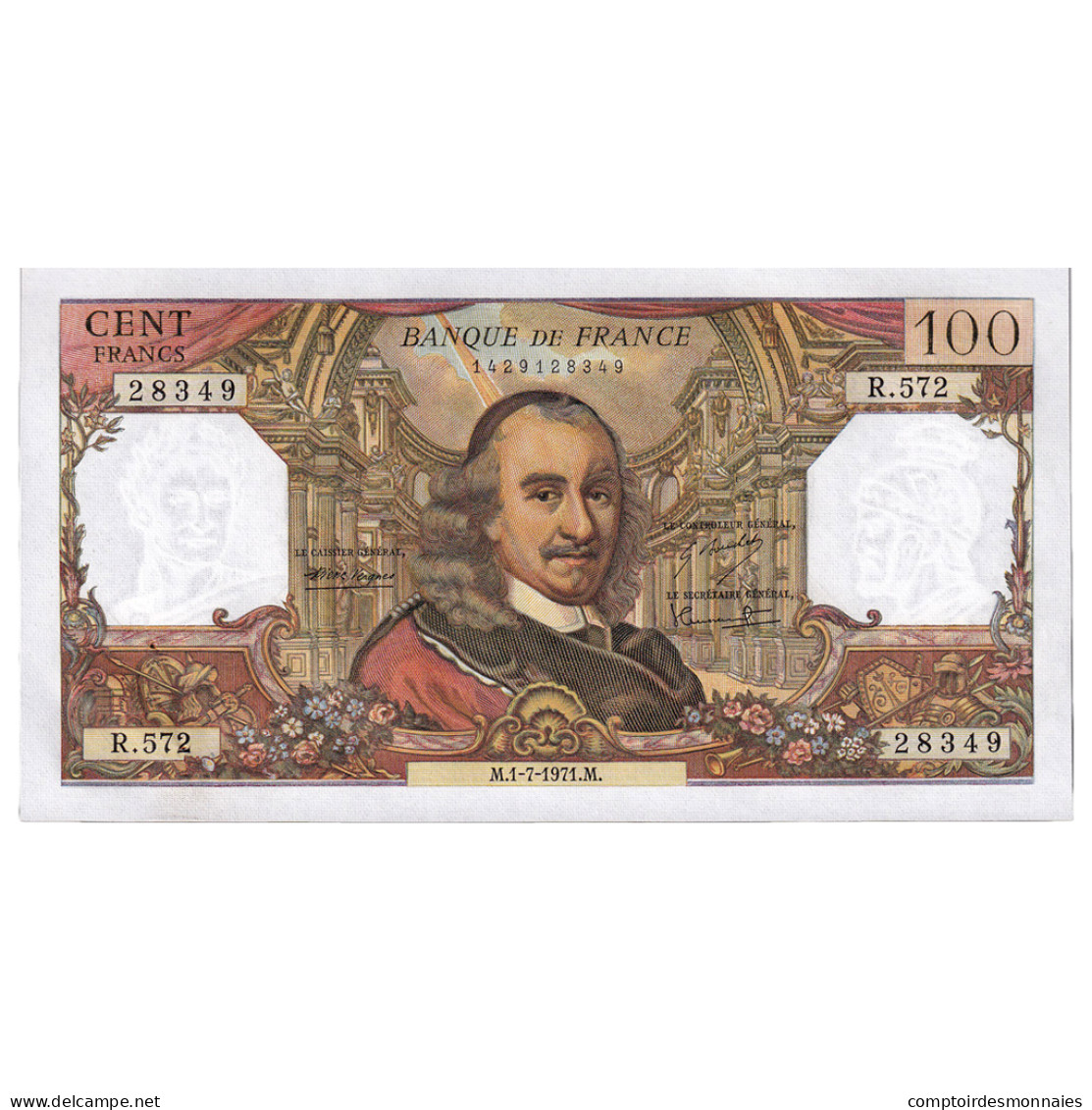 France, 100 Francs, Corneille, 1971, R.572, SPL, Fayette:65.36, KM:149d - 100 F 1964-1979 ''Corneille''