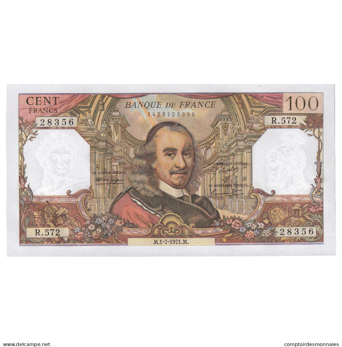 France, 100 Francs, Corneille, 1971, R.572, SUP, Fayette:65.36, KM:149d - 100 F 1964-1979 ''Corneille''