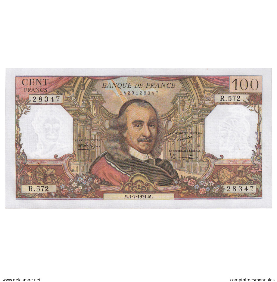 France, 100 Francs, Corneille, 1971, R.572, SUP, Fayette:65.36, KM:149d - 100 F 1964-1979 ''Corneille''