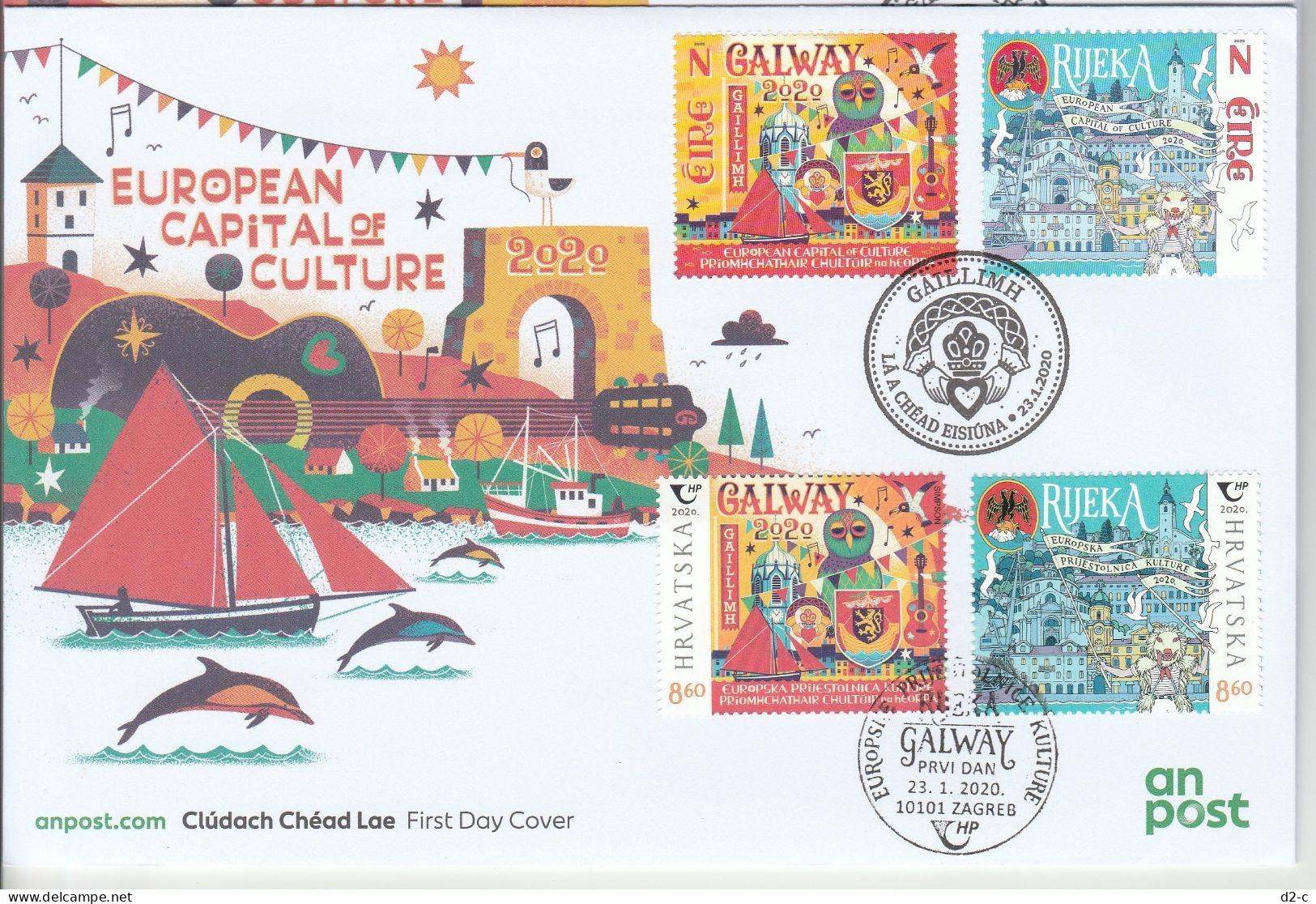 2020 Ireland - Croatia Joint Cancellation Mixed FDC Rare - Joint Issues