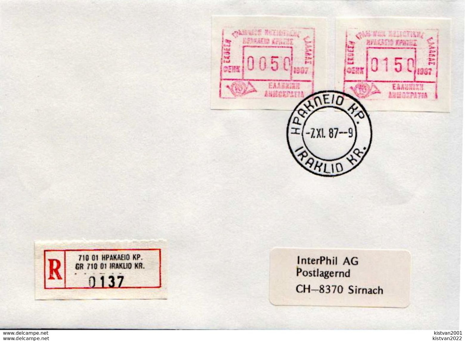 Postal History Cover: Greece R Cover With Automat Stamps - Automaatzegels [ATM]