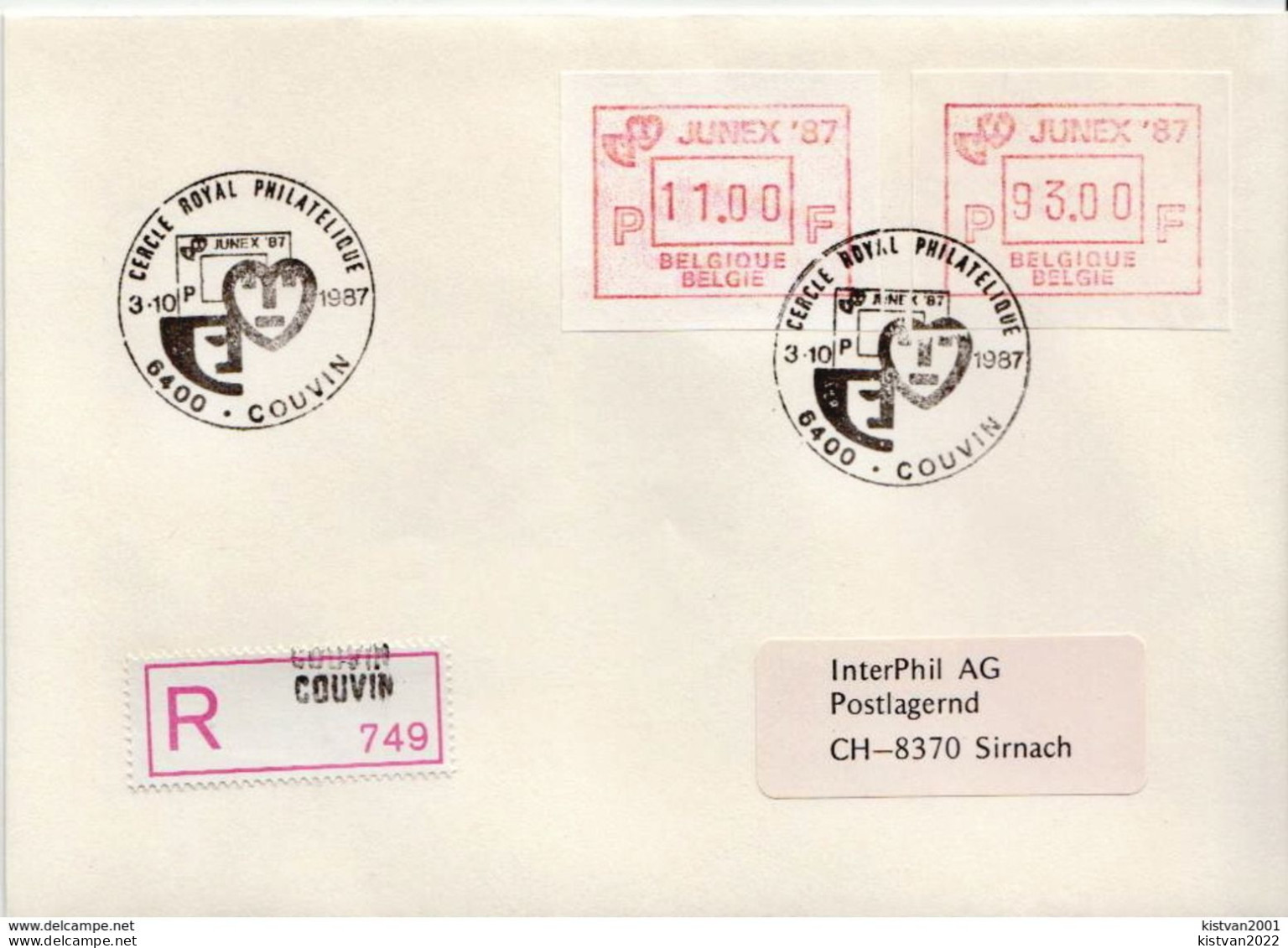 Postal History: Belgium R Cover With Automat Stamps - Briefe U. Dokumente