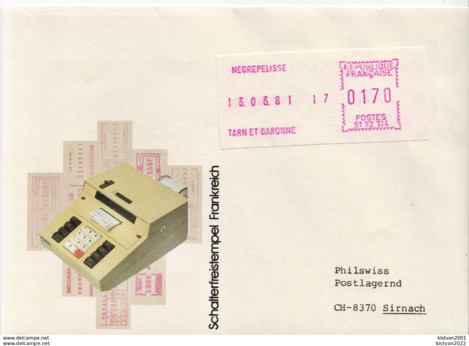 Postal History Cover: France With Automatic Stamp, Cover From 13.03.1981 - 1981-84 LS & LSA Prototipos