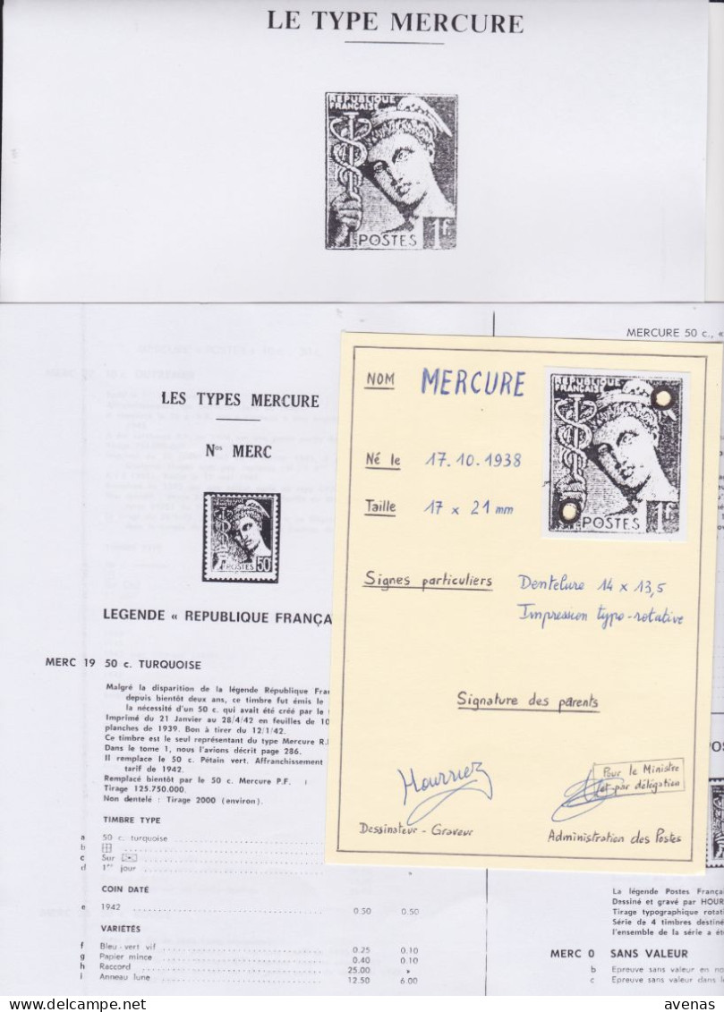 Lot Timbres Et Documents Sur Type MERCURE Dont Libération LYON LIBERE 2-9-44 Perforation SM GL Perforé Coin Daté ... - 1938-42 Mercurio