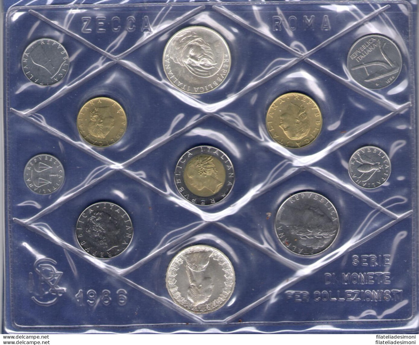 1986 Italia - Monetazione Divisionale Annata Completa 11 Valori - FDC - Mint Sets & Proof Sets
