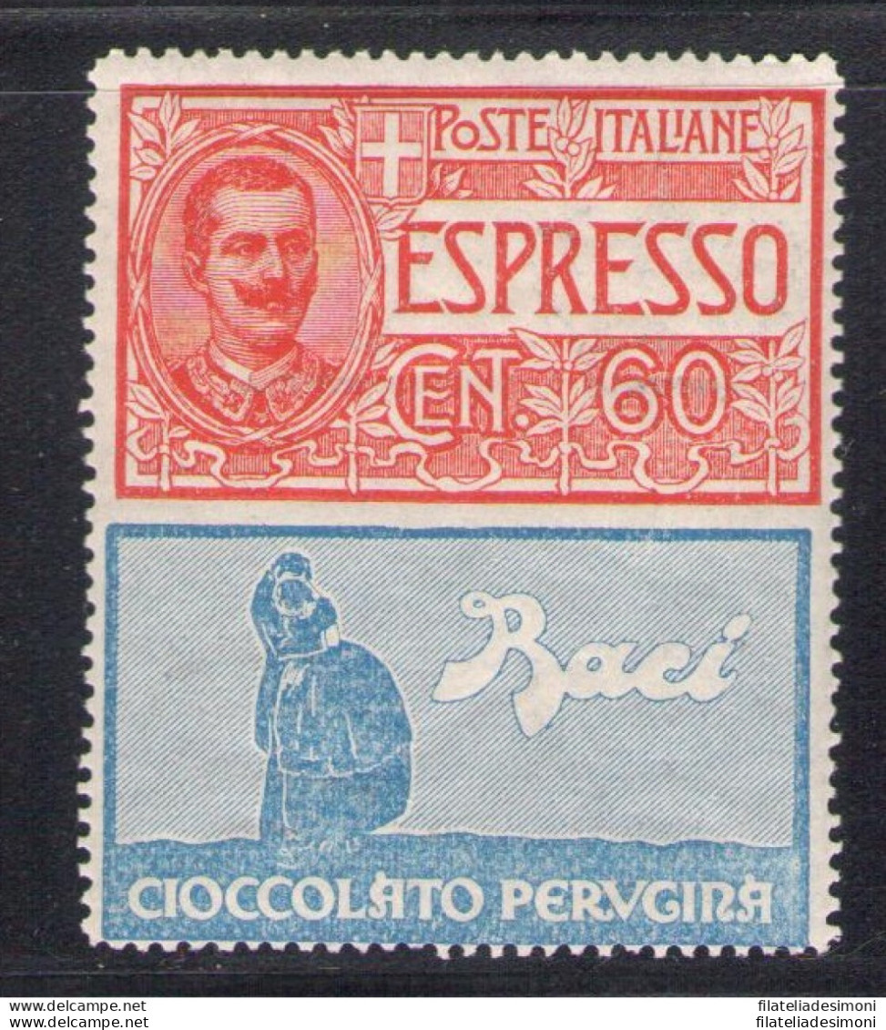 1925 Italia - Regno, Pubblicitario N. 21, 60 Cent Rosso E Azzurro Columbia Baci Perugina Non Emesso, MNH** - Reclame