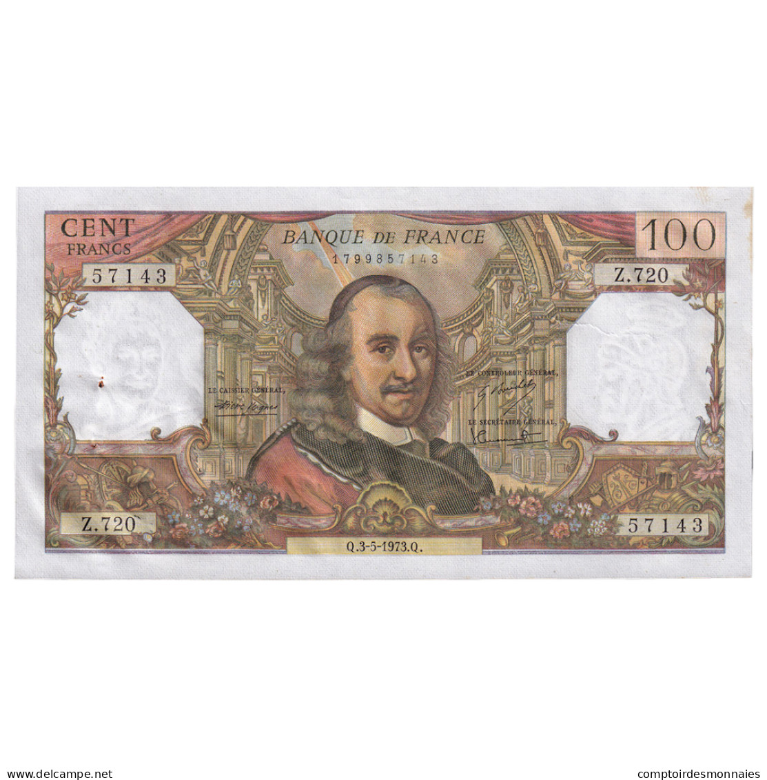 France, 100 Francs, Corneille, 1973, Z.720, TTB+, Fayette:65.42, KM:149d - 100 F 1964-1979 ''Corneille''