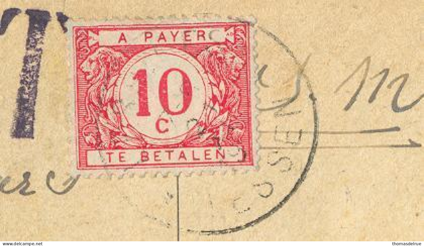 At1: Pk: 1ct Op S.M.met Noodstempel: 2E OOSTENDE 2^ Ostende 19-20 19 11 1919 : Maand : 11 Ipv XI .. - Noodstempels (1919)