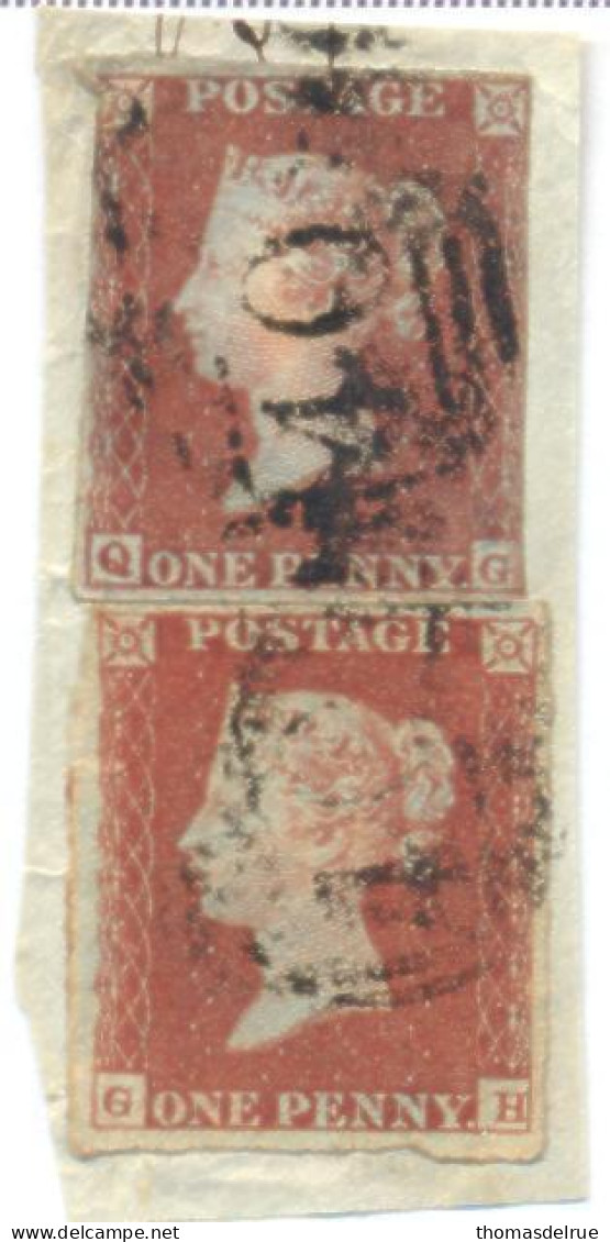 Ua673:  One Penny Red : Imperforated : Q__G + G__H : 2 Singles... - Gebraucht