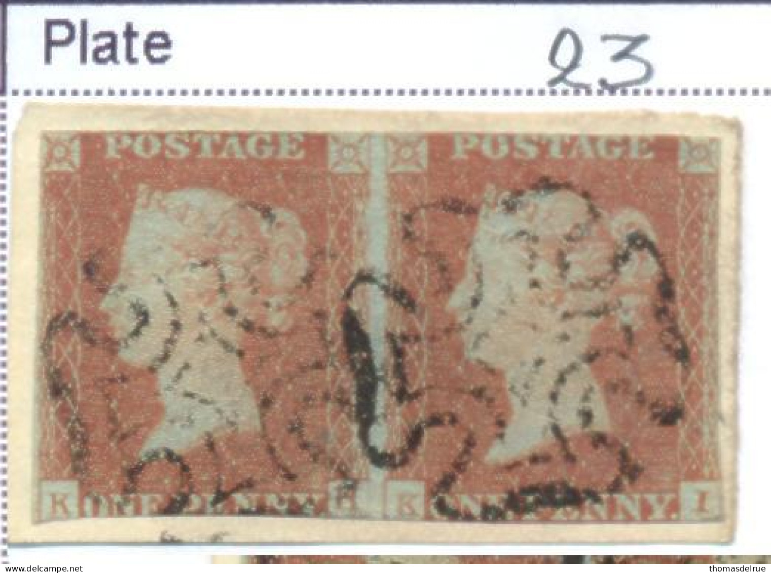 Ua674:  One Penny Red : Imperforated : K__H/I   - Plate 23 - Oblitérés