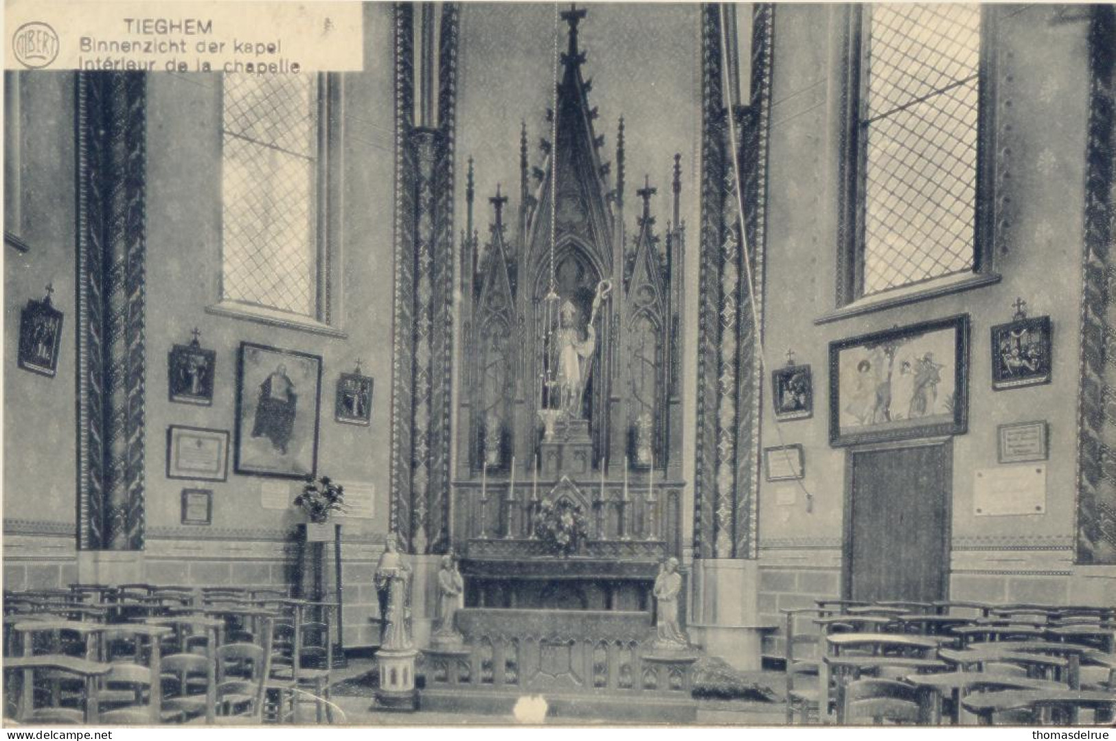 Wz986: TIEGHEM : Binnenzicht Der Kapel Intérieur De La Chapelle 1923 - Anzegem