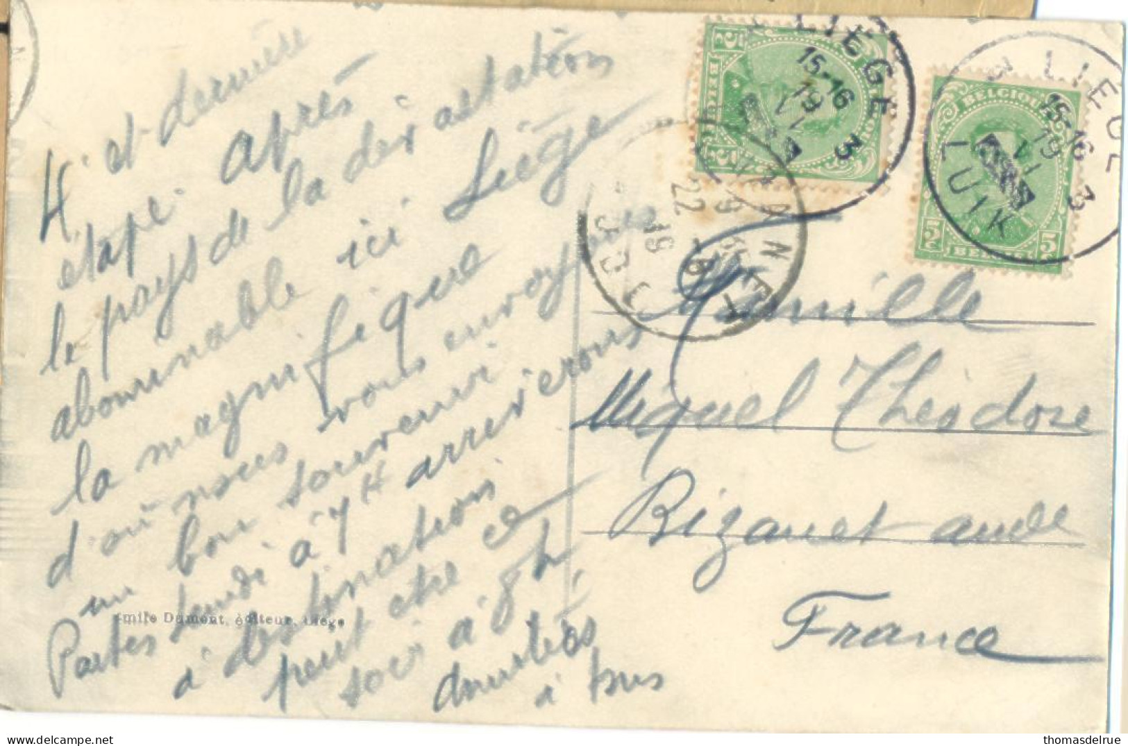 Zz950: 3 LIEGE 3 LUIK (gewijzigde  Postagentschapstempel) - Foruna (1919)