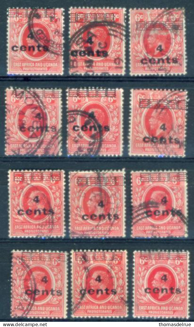 Ky968:East Africa And Uganda Protectorates  : Y.&T.N° 155   12x  Some Moved Overprints - Protectorados De África Oriental Y Uganda