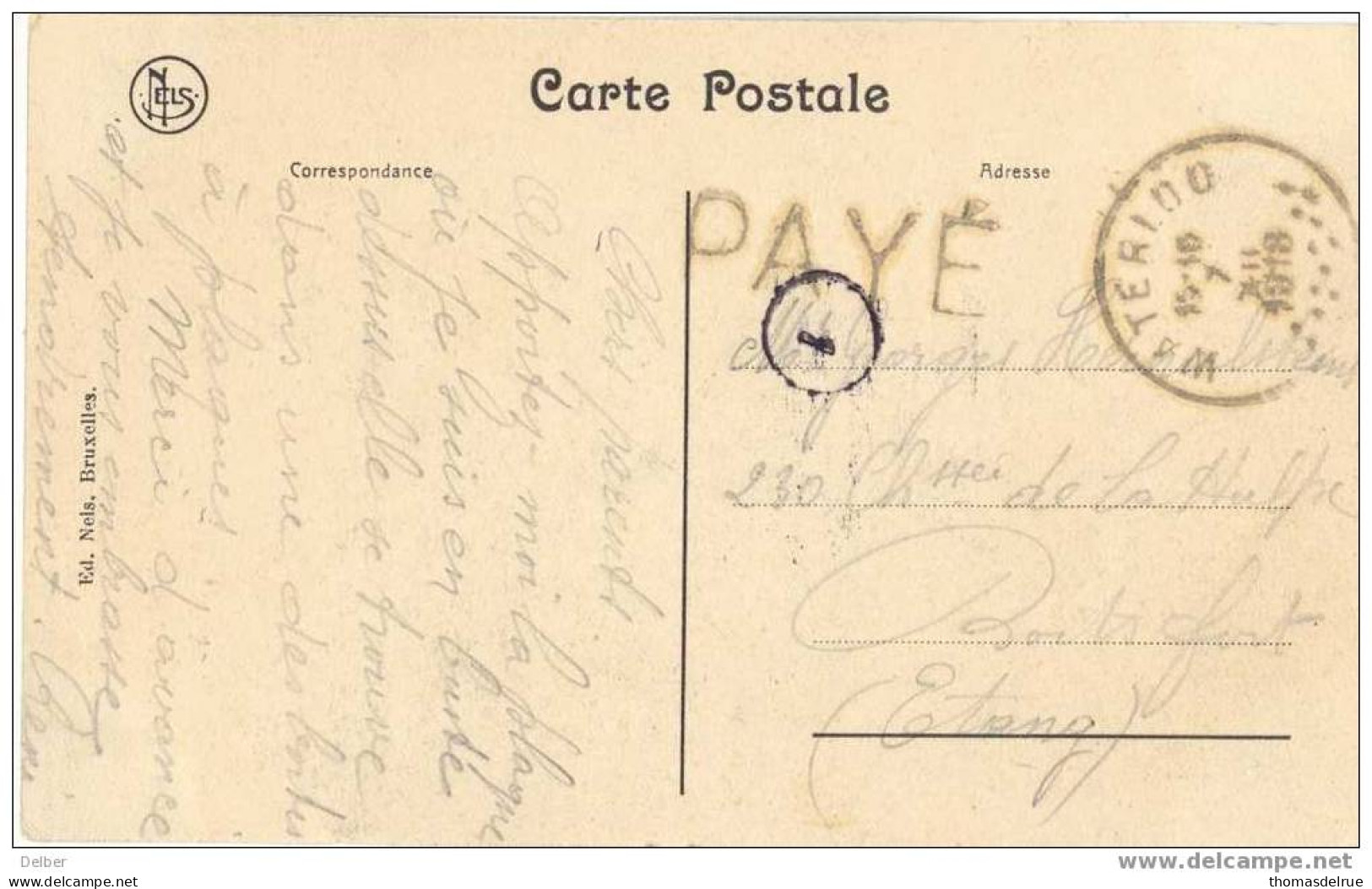 _R952: Prentkaart : PAYE-stempel WATERLOO 7 XIII 1918 - Foruna (1919)