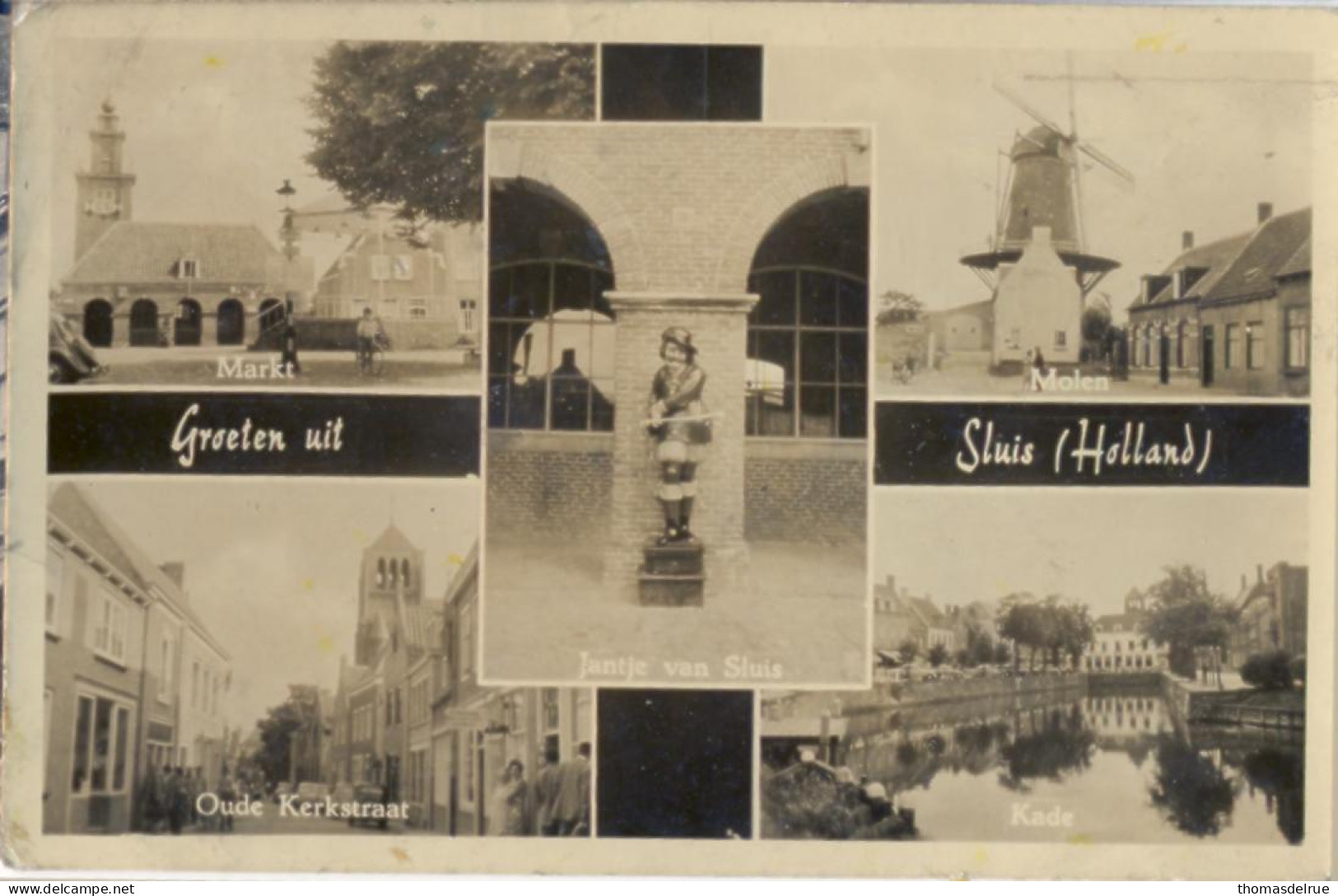 ZZ627: Groeten Uit SLUIS... Fotokaart Markt -Molen - Jantje Van Sluis - Oude Kerkstraat - Kade - Sluis