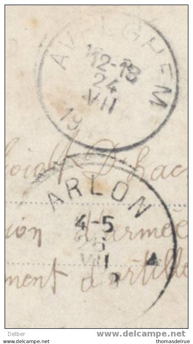 Wv982 : S.M.G. AVELGHEM 12-13 24 VII 19__ ( =noodstempel: Onvolledig Jaar) >> ARLON - Fortune (1919)