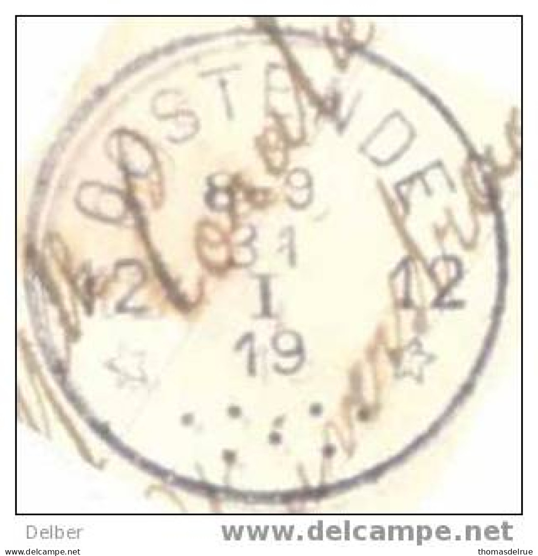 Zz275: 1ct: 1F GENT 1F GAND >> Oostende : >> Noodstempel: 12* OOSDTENDE 12* - Foruna (1919)