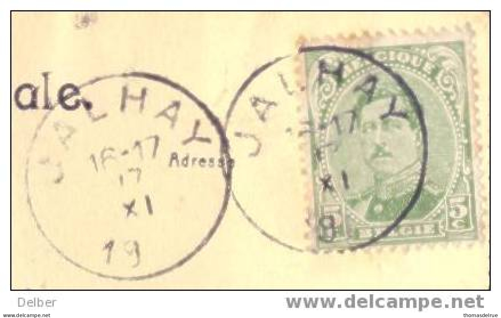 Zz264: Postkaart: 5ct: Albert : JALHAY Met Onvolledig Jaar (= Noodstempel) Cachet Fortune - Fortune (1919)