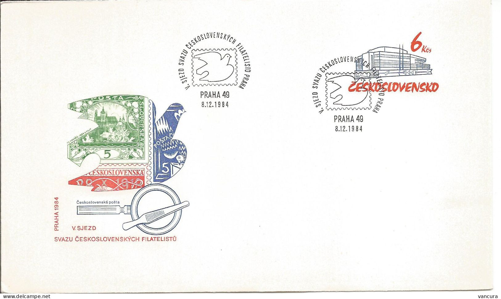 COB 84 Czechoslovakia V.Convention Of The Czechoslovak Philatelist Union 1984 Alfons Mucha Motifs - Briefe