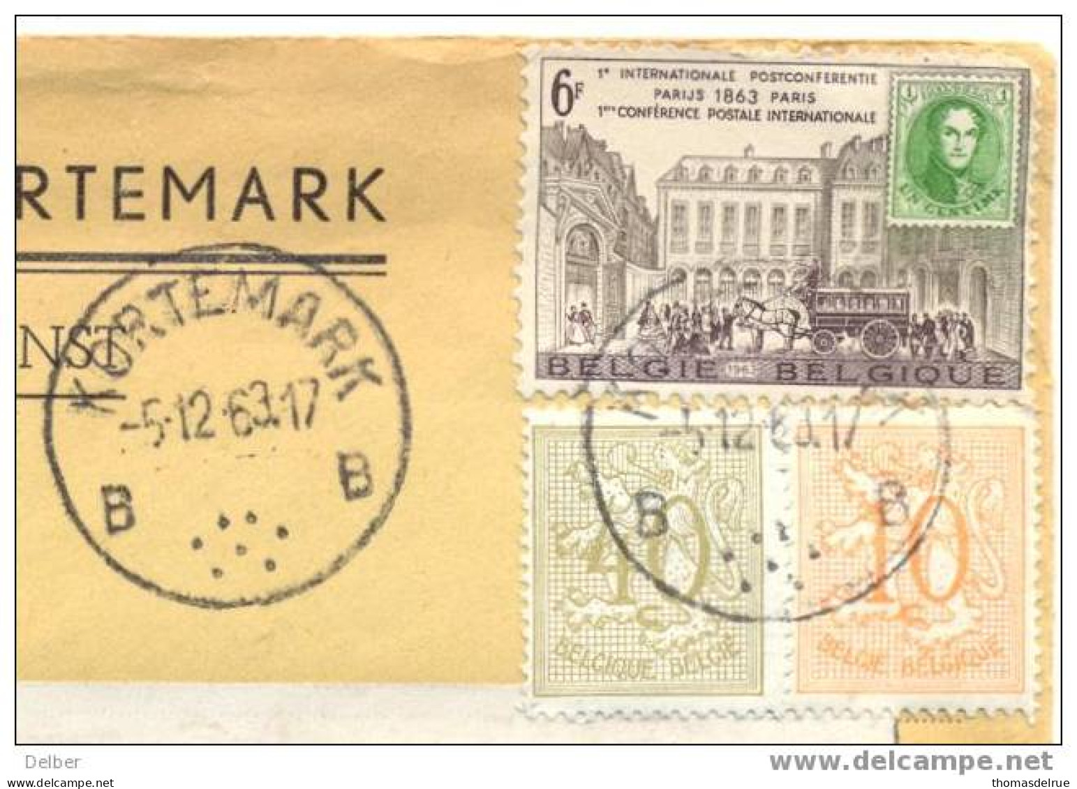 _Q781 :bijzonder Tarief Gemeencorresponentie:  AANGETEKEND: KORTEMARK - 1951-1975 Heraldieke Leeuw