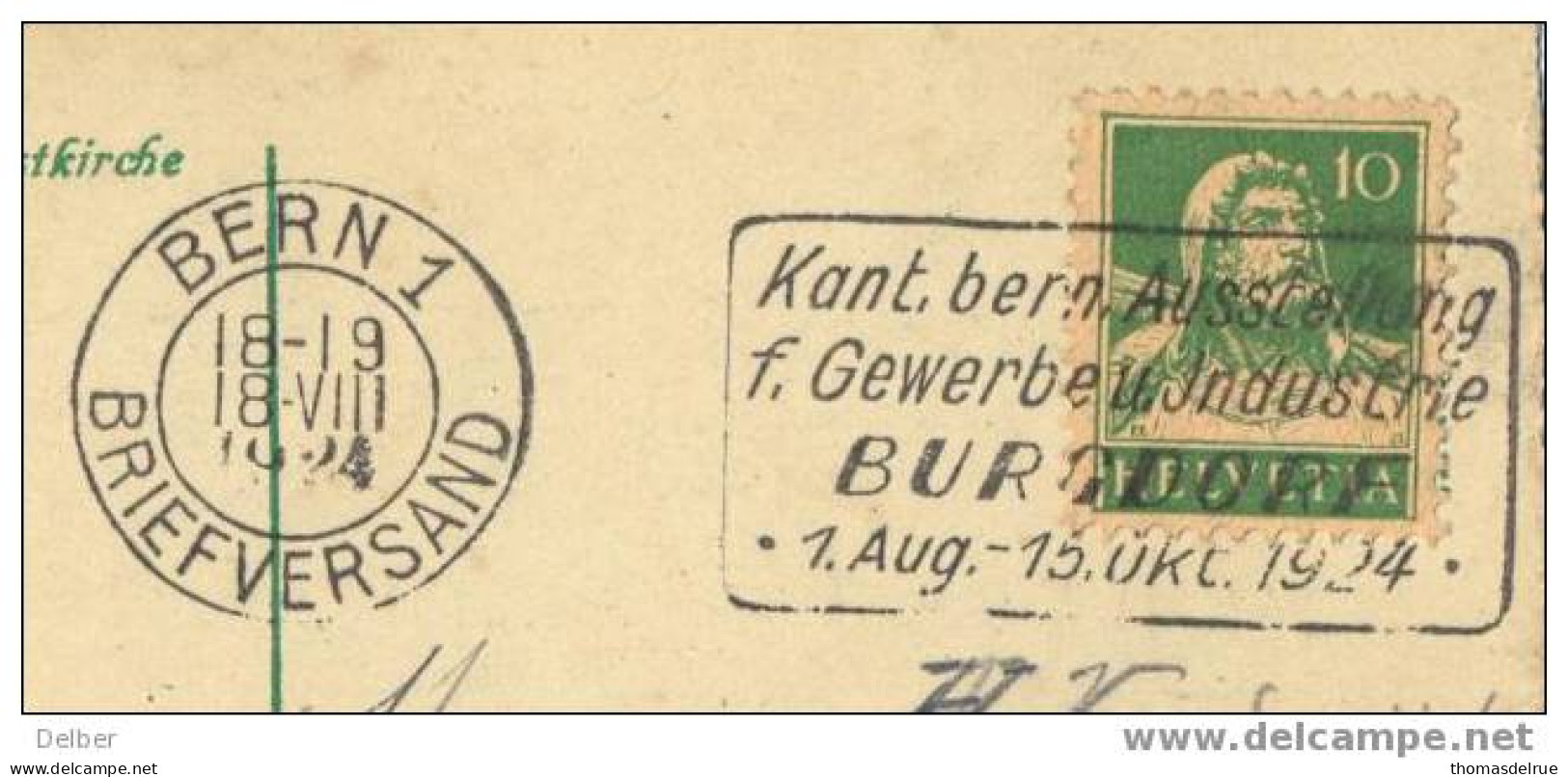 _Q594: N°161: BERN1 Kant.bern.Ausstellung F. Gewerbeu.Industrie BURGDORF -1 Aug.-15 Okt.1924 - Postage Meters