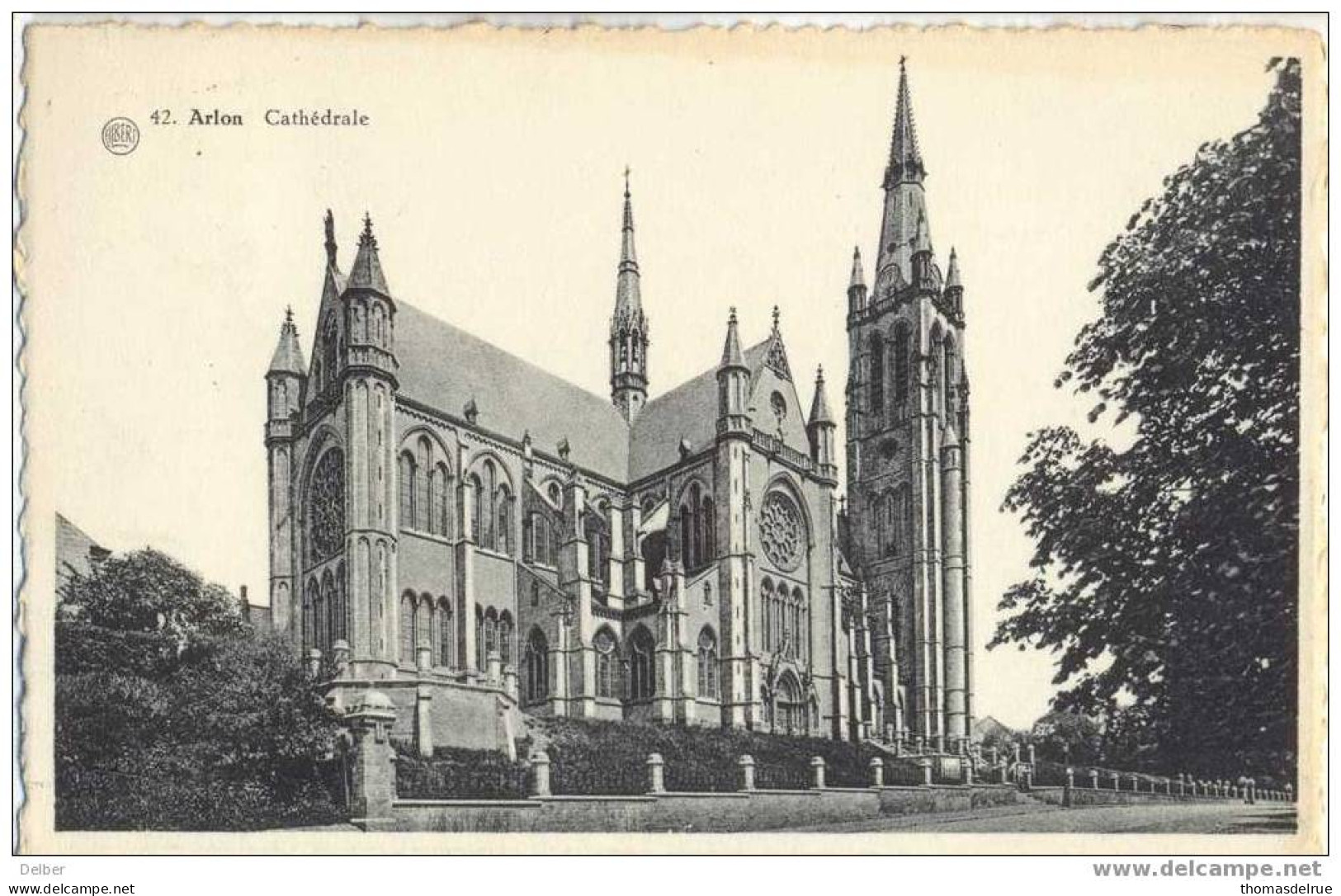 _P095: Postkaart: ARLON  Cathédrale..met N° 856: 1 ARLON 1 CITE ROMAINE 20.8.52 - 1977-1985 Figuras De Leones