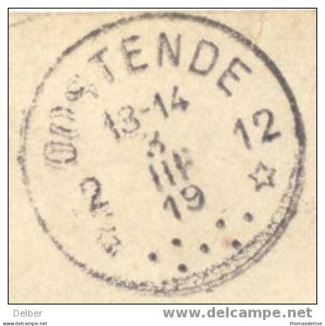 Zv946: Herbruikte Fatasiekaart ( Zegel Is Weg): Aankomststempel: 12* OOSTENDE 12* 3 III 19: Noodstempel: Postagentschap - Fortune (1919)