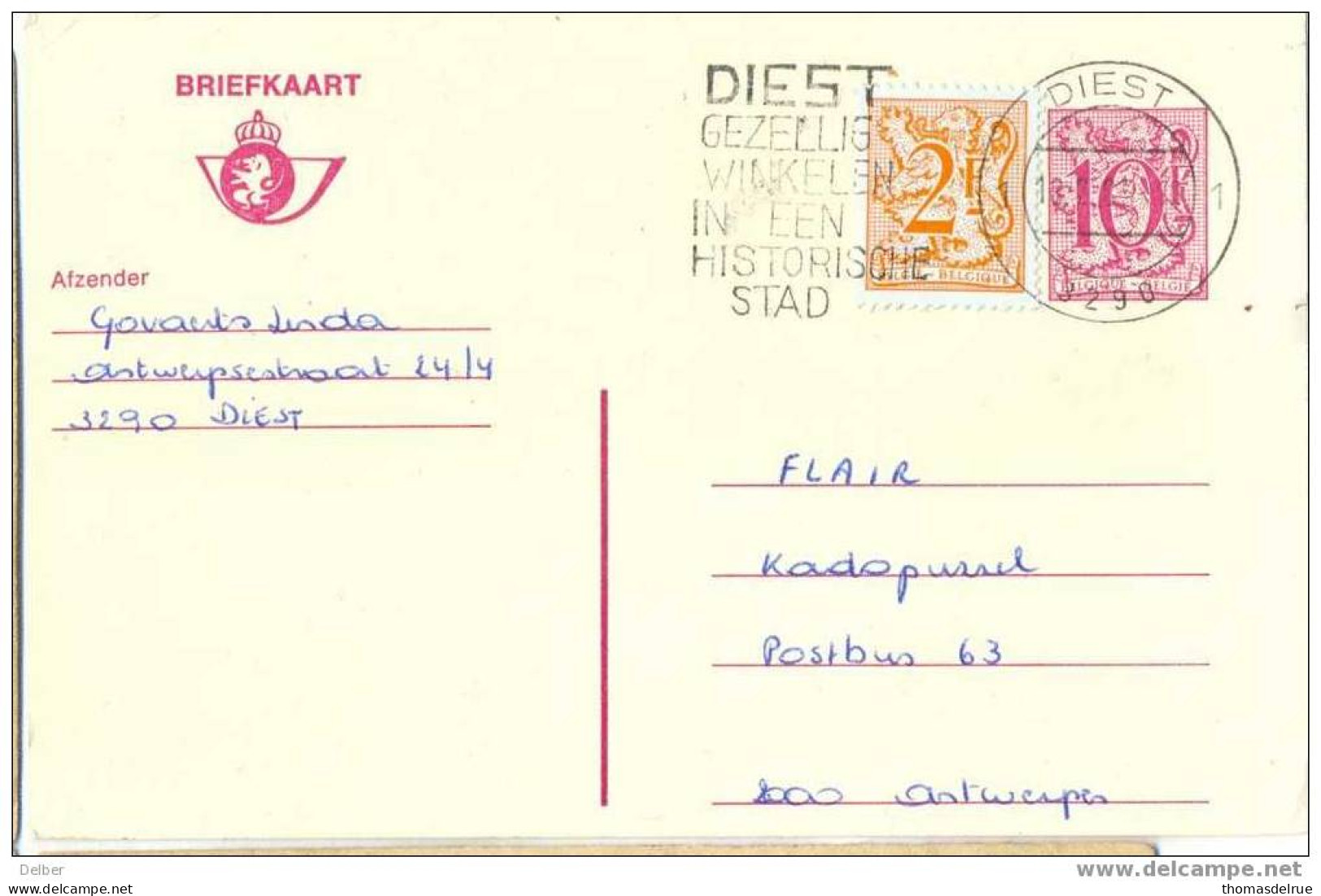 _Q110: 10,-F BRIEFKAART Met Bijfrankering: DIEST GEZELLIG WINKELEN IN EEN HISTORISCHE STAD - Sellados Mecánicos