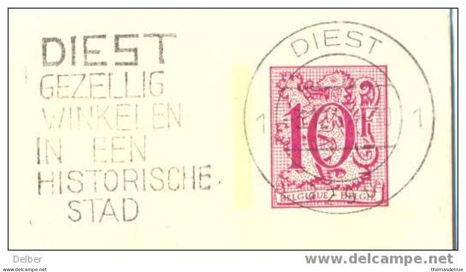 _Q99: 10,-F BRIEFKAART: DIEST GEZELLIG WINKELEN IN EEN HISTORISCHE STAD - Targhette