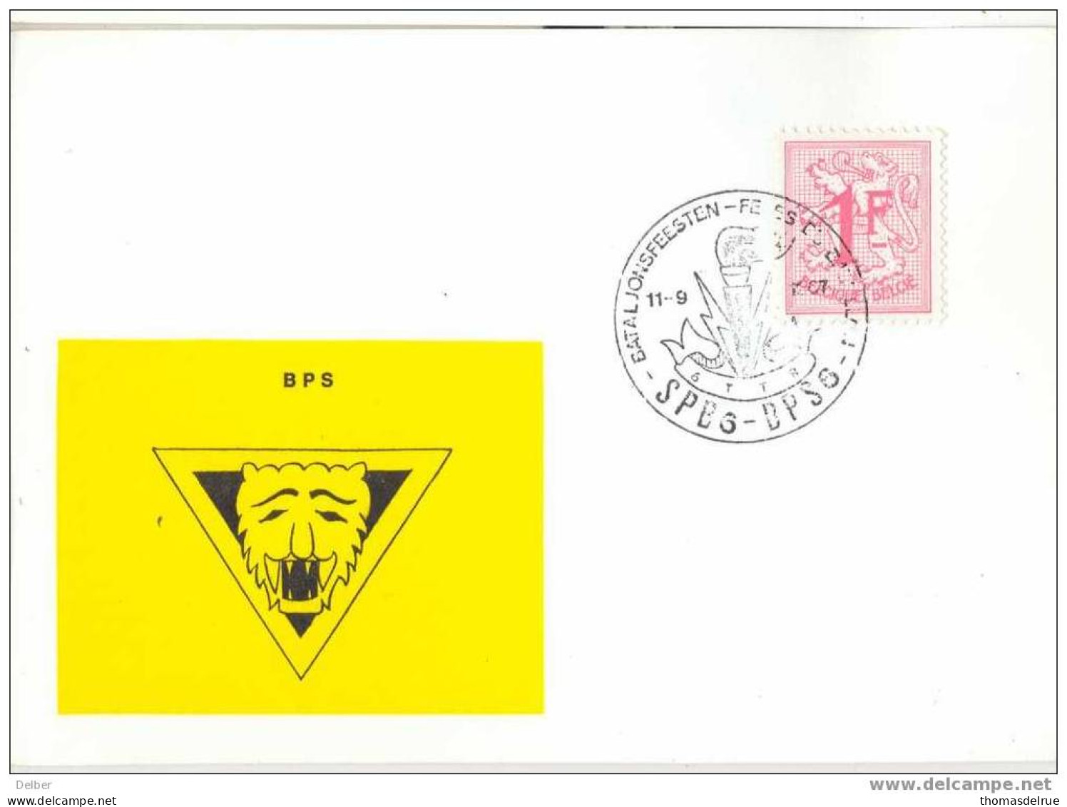 _R922: Souvenierkaart: BPS : N° 1027B: BATALJONFEESTEN... 11-9-1987 6TTR  SPB6 -BPS6 - Legerstempels