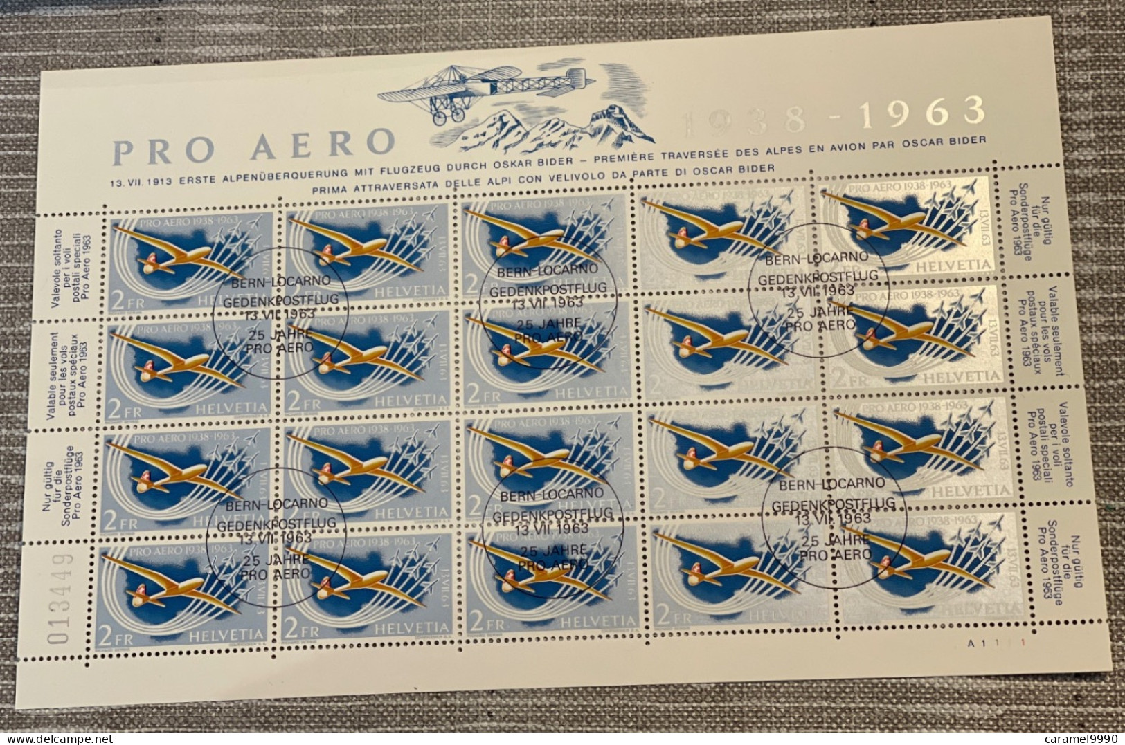 Suisse // Schweiz // Poste Aérienne // 1963 // Feuillet Neuf ** MNH Du Timbre Pro-Aéro 1963 No.46  Z 57 - Oblitérés