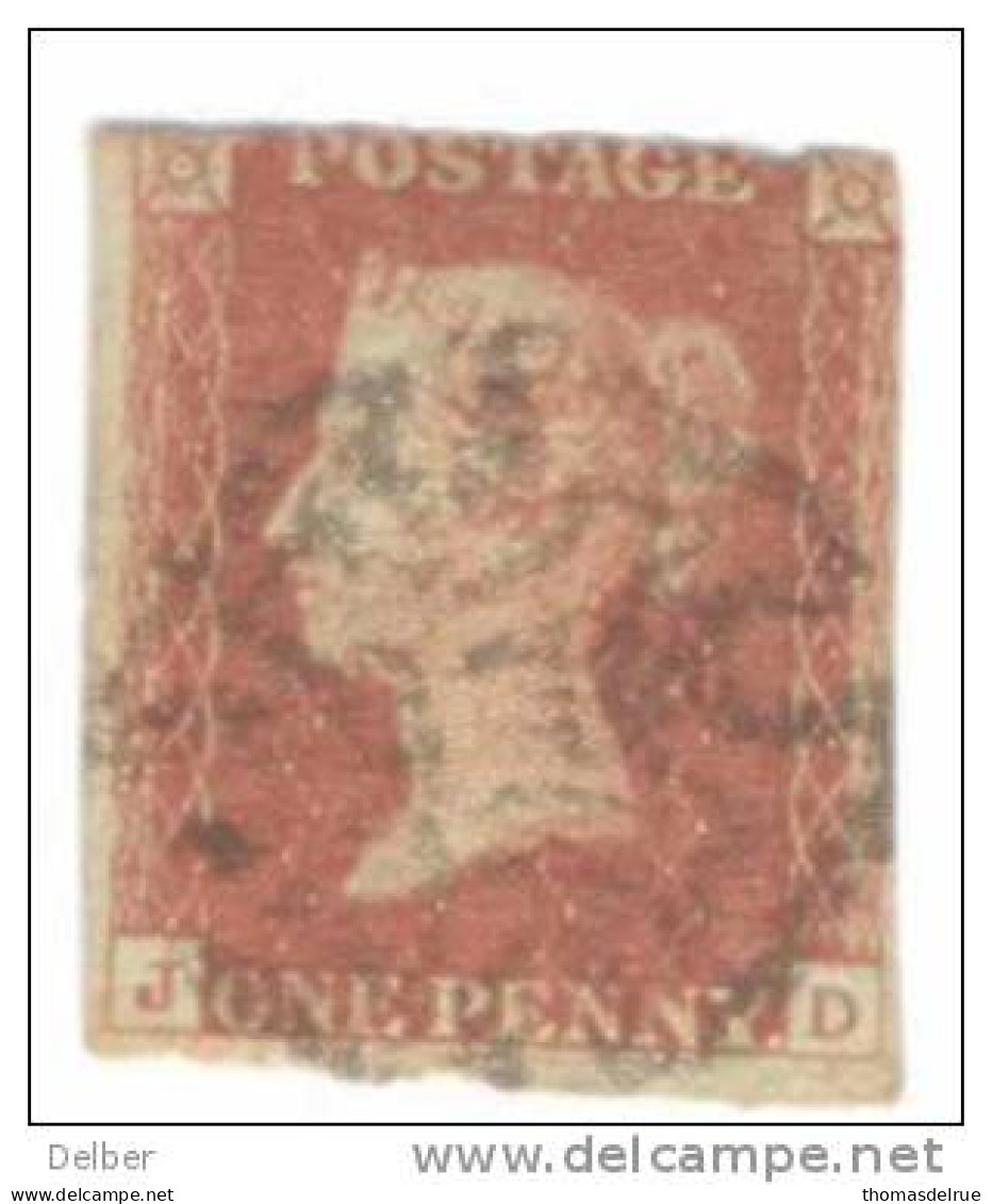 _A632: Penny Red : Imperf. SG#8-12 : Plate 20 : J___D - Used Stamps