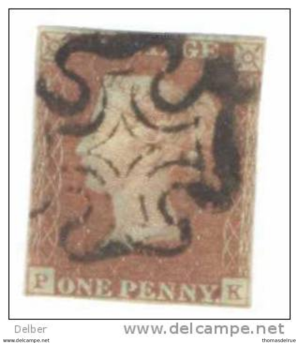 _A638: Penny Red : Imperf. SG#8-12 : Plate 20 : P__K - Usati