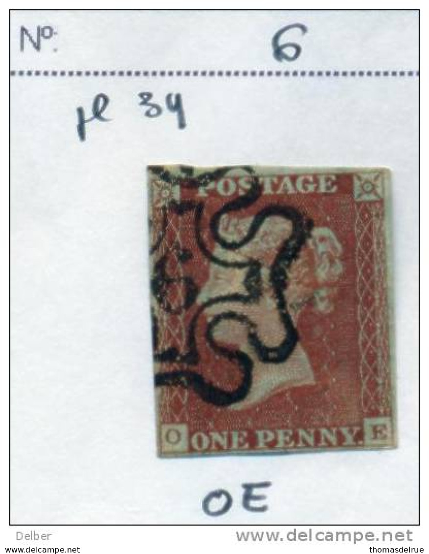 Ua503: Penny Red : Imperf. SG#8-12 : With " Malteses Cross With N° 6 In Center : O__E  : Plate 39 - Gebruikt
