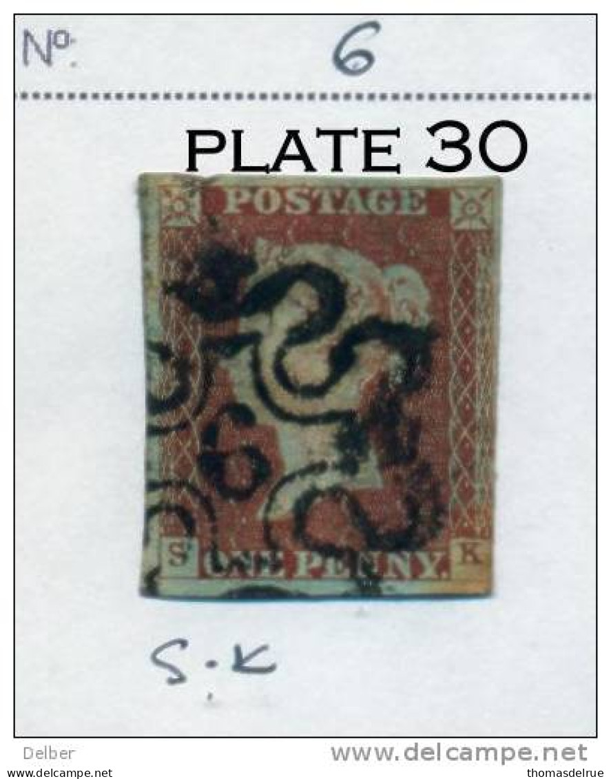 Ua512: Penny Red : Imperf. SG#8-12 : With " Malteses Cross With N° 6 In Center : S__K : Plate 30 : - Gebraucht