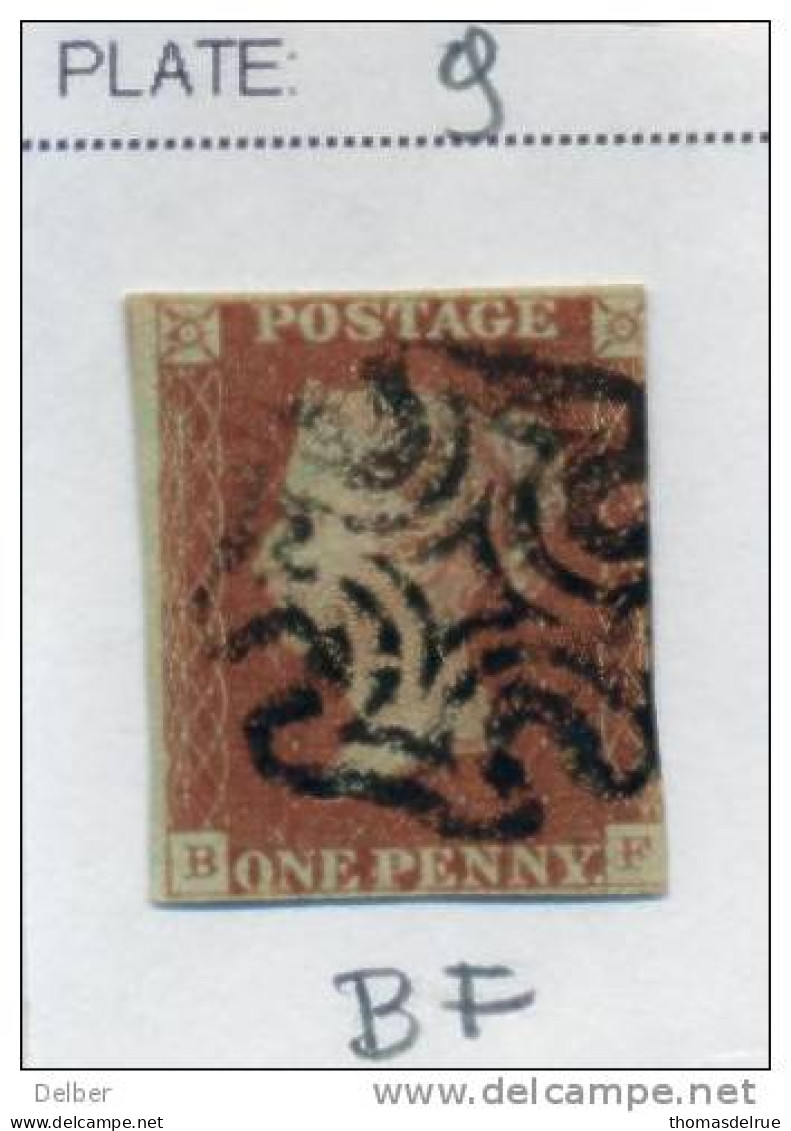 Ua521: Penny Red : Imperf. SG#7 : From The " Black " Plates : Plate 9  : B__F  : 3 Margins - Gebraucht