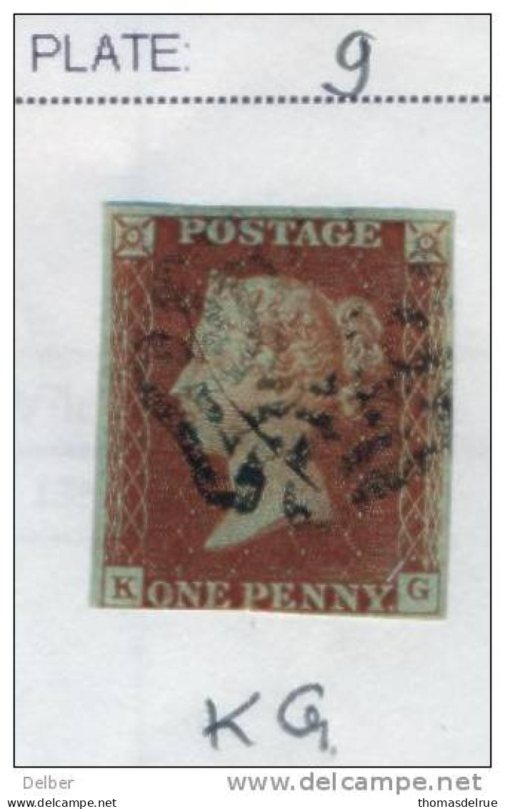 Ua518: Penny Red : Imperf. SG#7 : From The " Black " Plates : Plate 9  : K__G  : 4 Margins - Usati