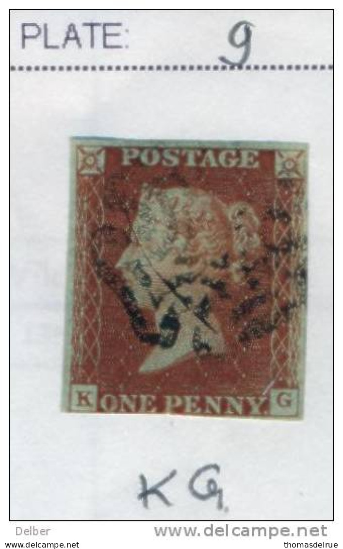 Ua518: Penny Red : Imperf. SG#7 : From The " Black " Plates : Plate 9  : K__G  : 4 Margins - Gebraucht