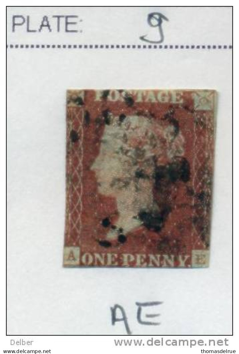 Ua525: Penny Red : Imperf. SG#7 : From The " Black " Plates : Plate 9  : A__E   ( No Margins ) - Gebraucht