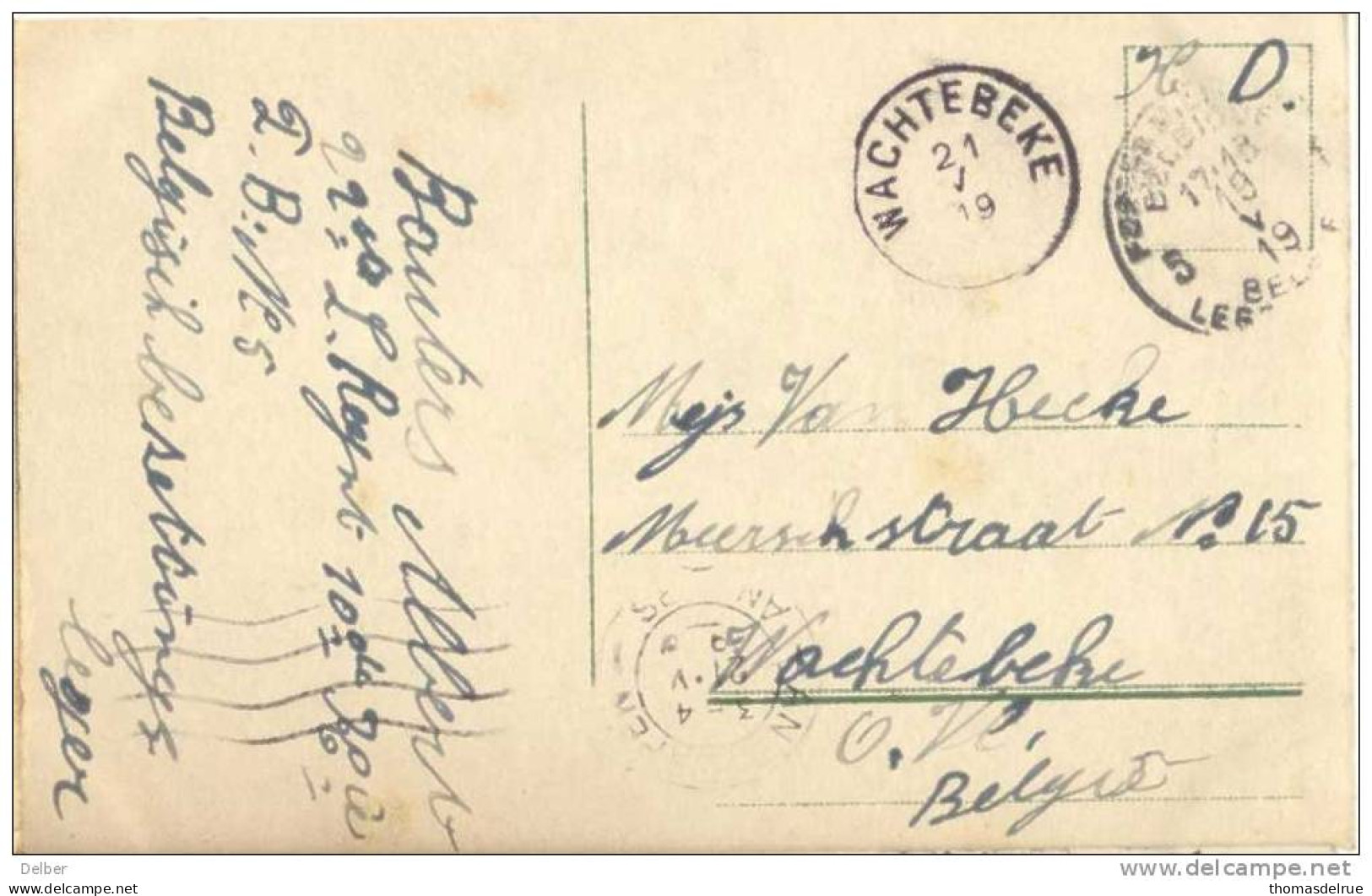 Zv839: Postkaart: KONINGSWINTER: Als S.M. PMB 5 BLP 5 > WACHTEKEKE 21 V 19 : Noodstempel (geen Uur..) - Fortuna (1919)